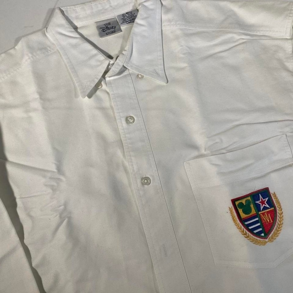 Vintage The‎ Disney Store 90s Embroidered Crest Button-Up Shirt Size Large